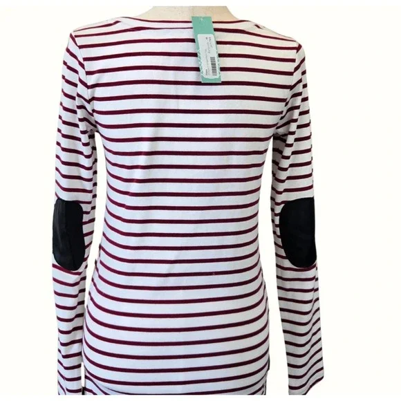 NEW Long Sleeve Womens Shirt Size M Decorative Side Slits Elbow Patches Nautical - Picture 9 of 9